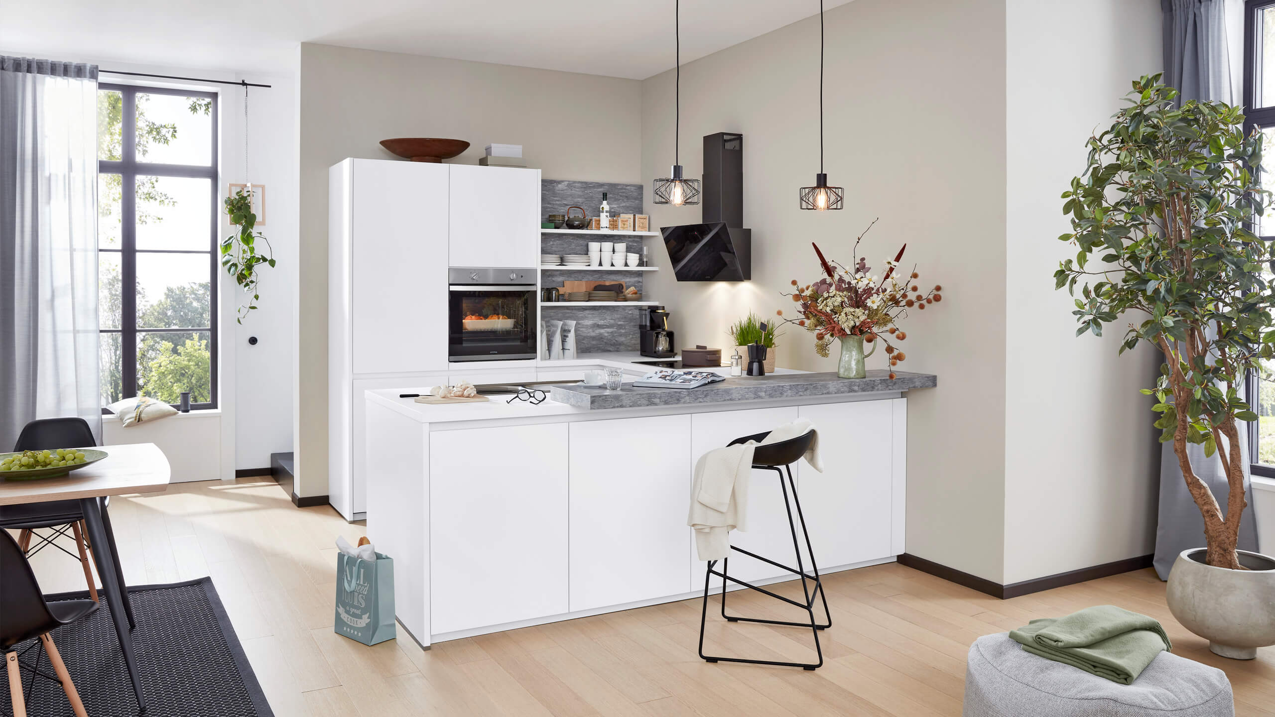 Grifflose moderne Familienküche "Ulrika" in U-Form von Wert Küche