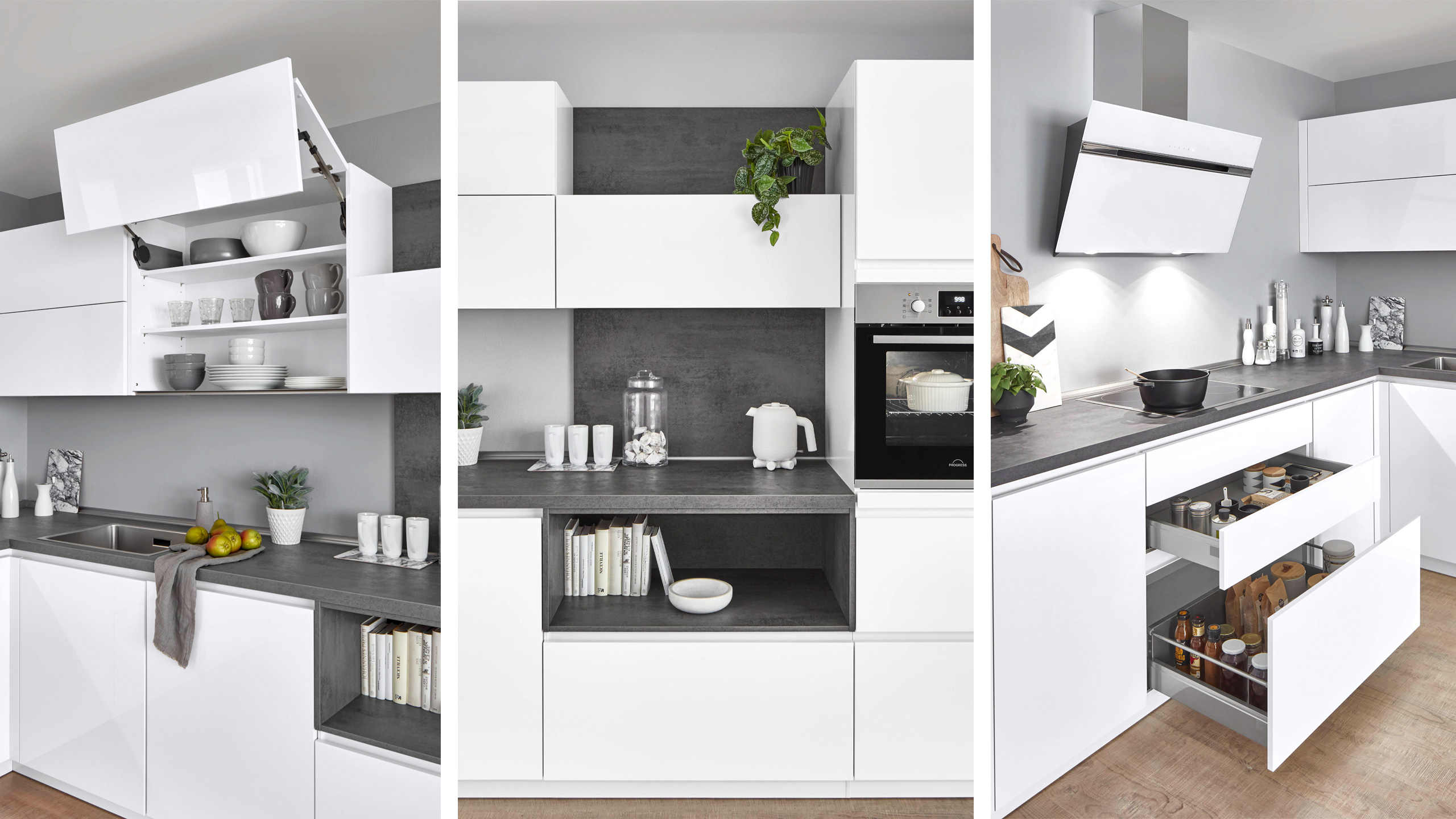 Grifflose Familienküche "Novalux" in L-Form von Nobilia