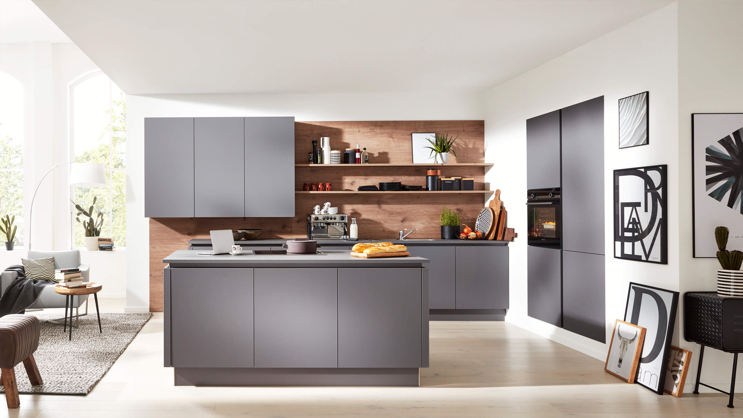 Grifflose Designküche "Serie 3030" mit Insel von Interliving