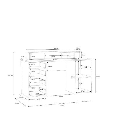 Schreibtisch, 1 T + 4 SBK Net 106 MT980-M823-U58