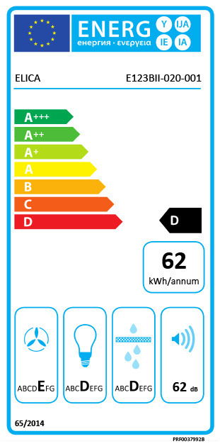 Energielabel Flachschirmhaube ELITE 14 90-D