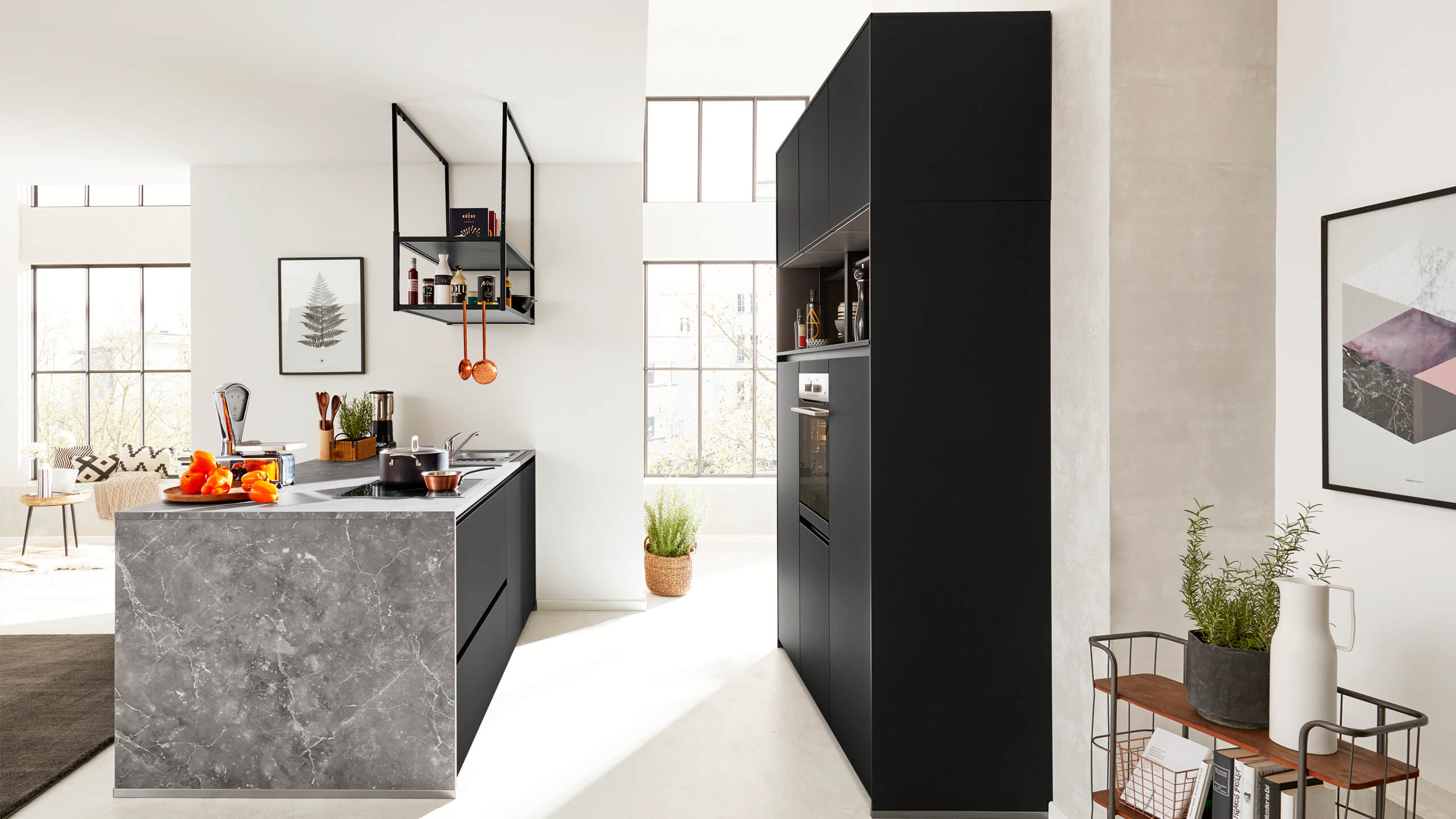 Grifflose Trendküche "Serie 3035" mit Insel von Interliving