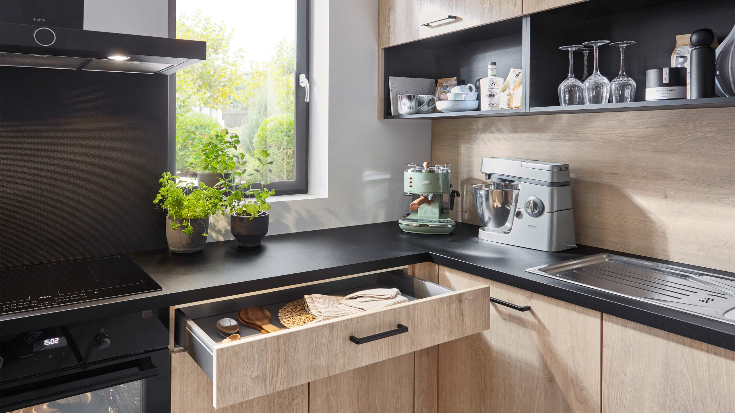 Moderne Familienküche "Natura" in U-Form von Nobilia