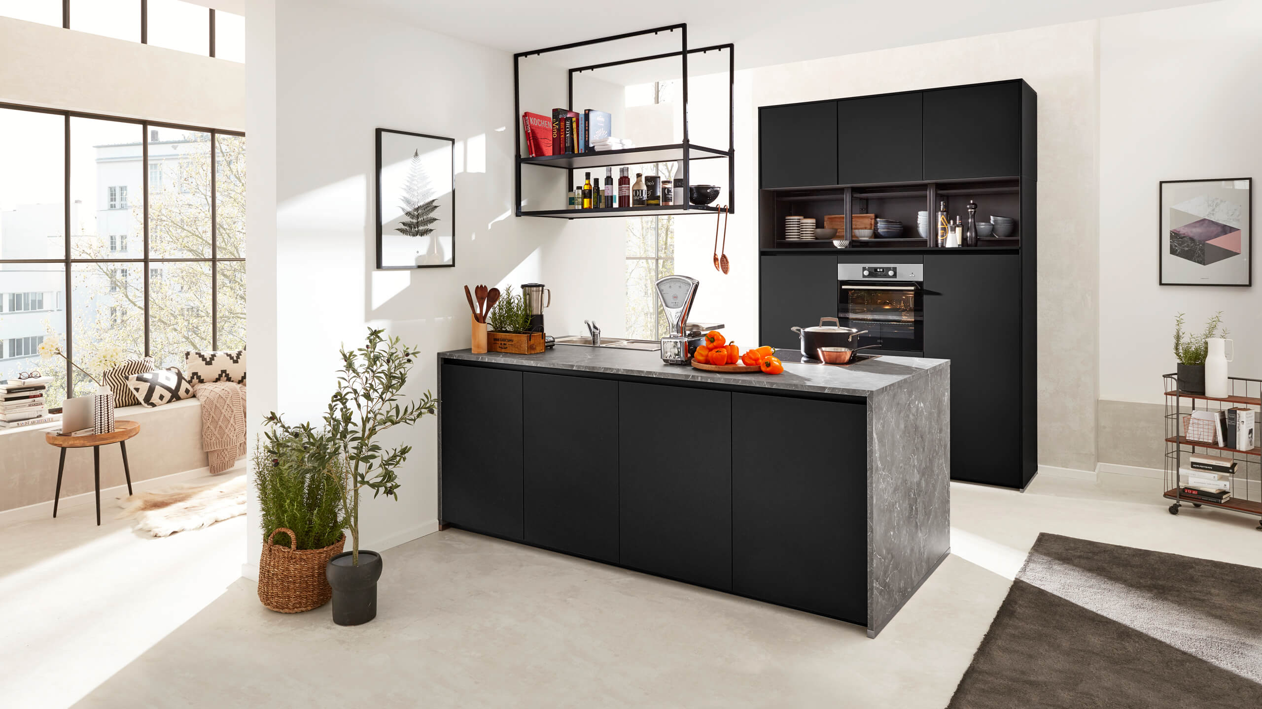 Grifflose Trendküche "Serie 3035" mit Insel von Interliving