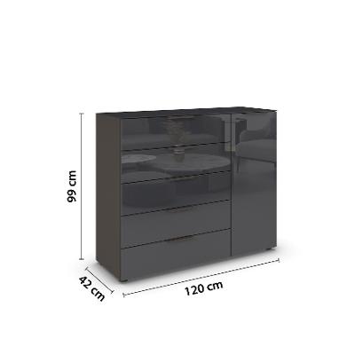 Kommode, 1 T Anschlag re, 5 SBK Flipp A796G.68Y8           Orange-Z