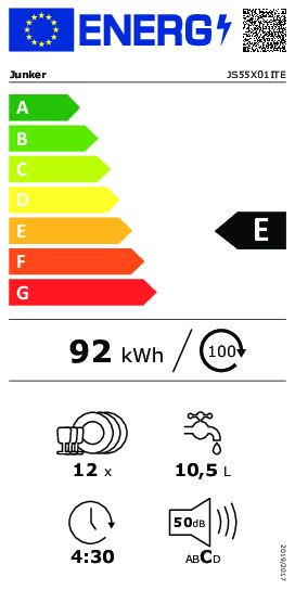 Energielabel Geschirrspüler JS55X01ITE