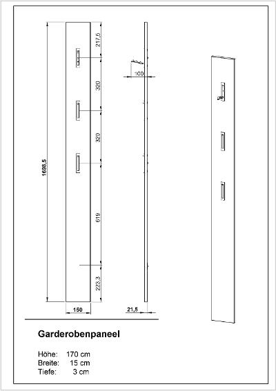 Garderobenpaneel Universal 3728-84