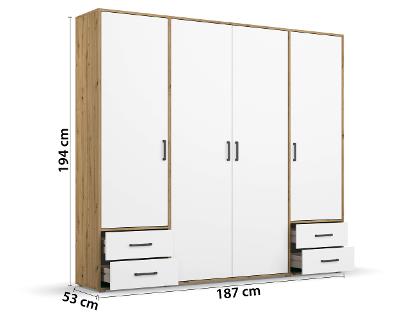 Drehtürenschrank, 4-trg., 4 SBK Voyager AG440.31V4           Blue-Z