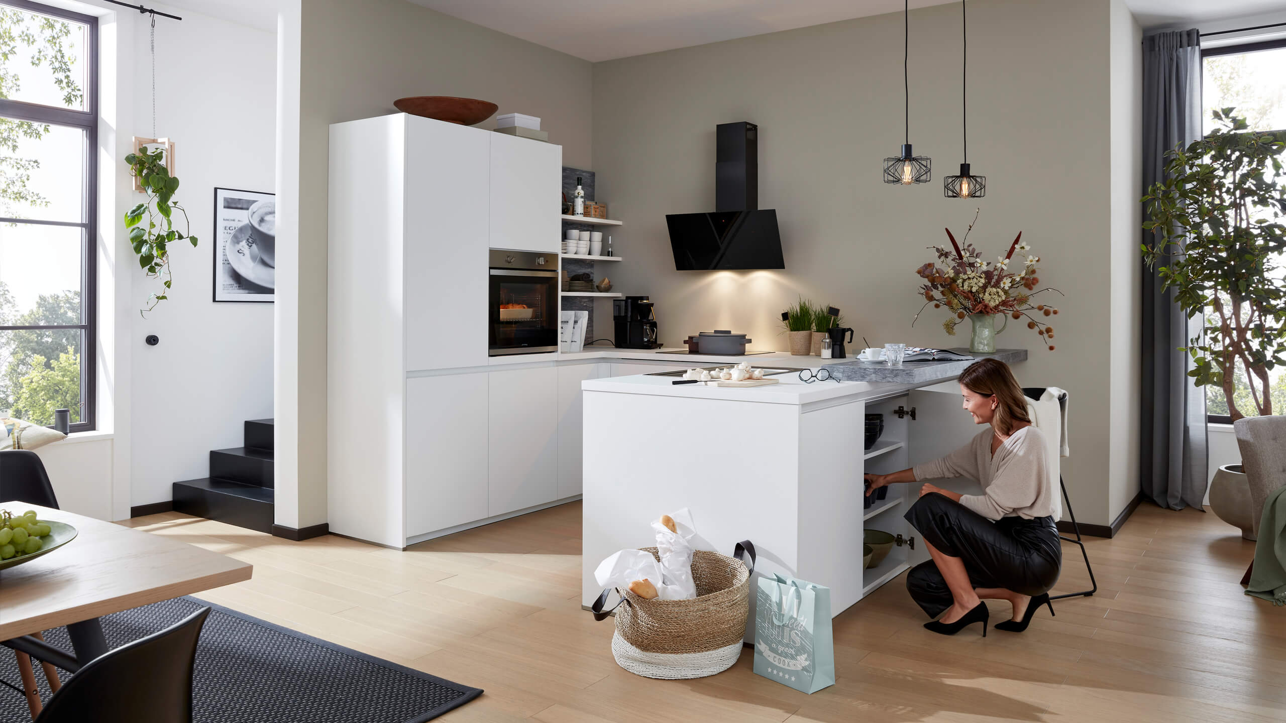 Grifflose moderne Familienküche "Ulrika" in U-Form von Wert Küche