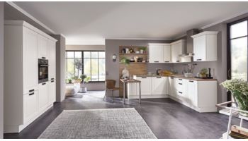 Offene L-Form Sylt von Nobilia mit Front Matt, Magnolia