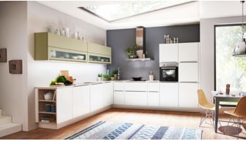 Moderne Küche, Nolte Soft Lack, Grundriss L-Küche, Front Weiß 