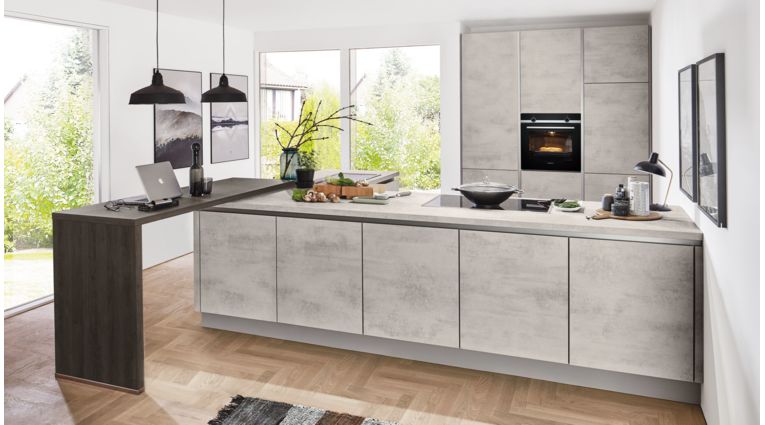 Design L-Küche Riva von Nobilia mit Front in Grau