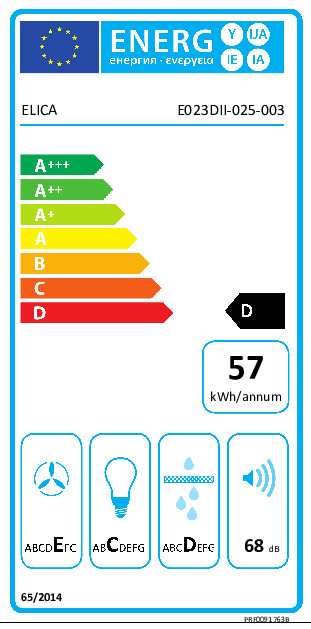 Energielabel Wand-Abzugshaube MISSY DT60-D