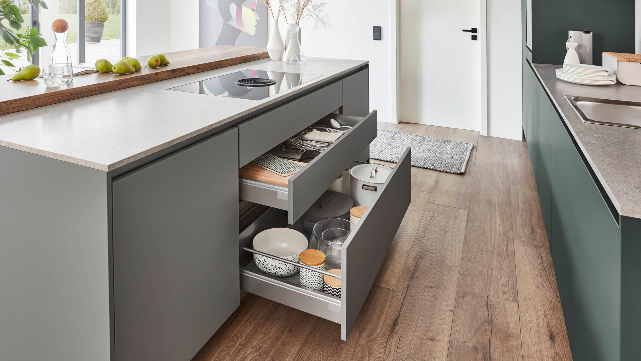 Grifflose Designküche "Easytouch" mit Insel von Nobilia