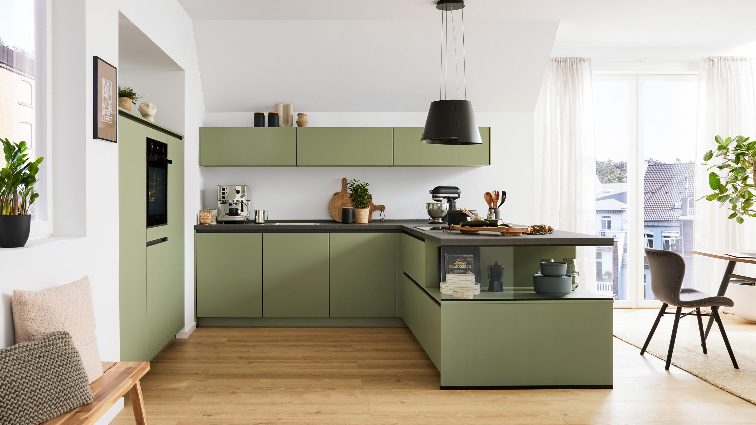 Grifflose Trendküche "Senso" in L-Form von Culineo